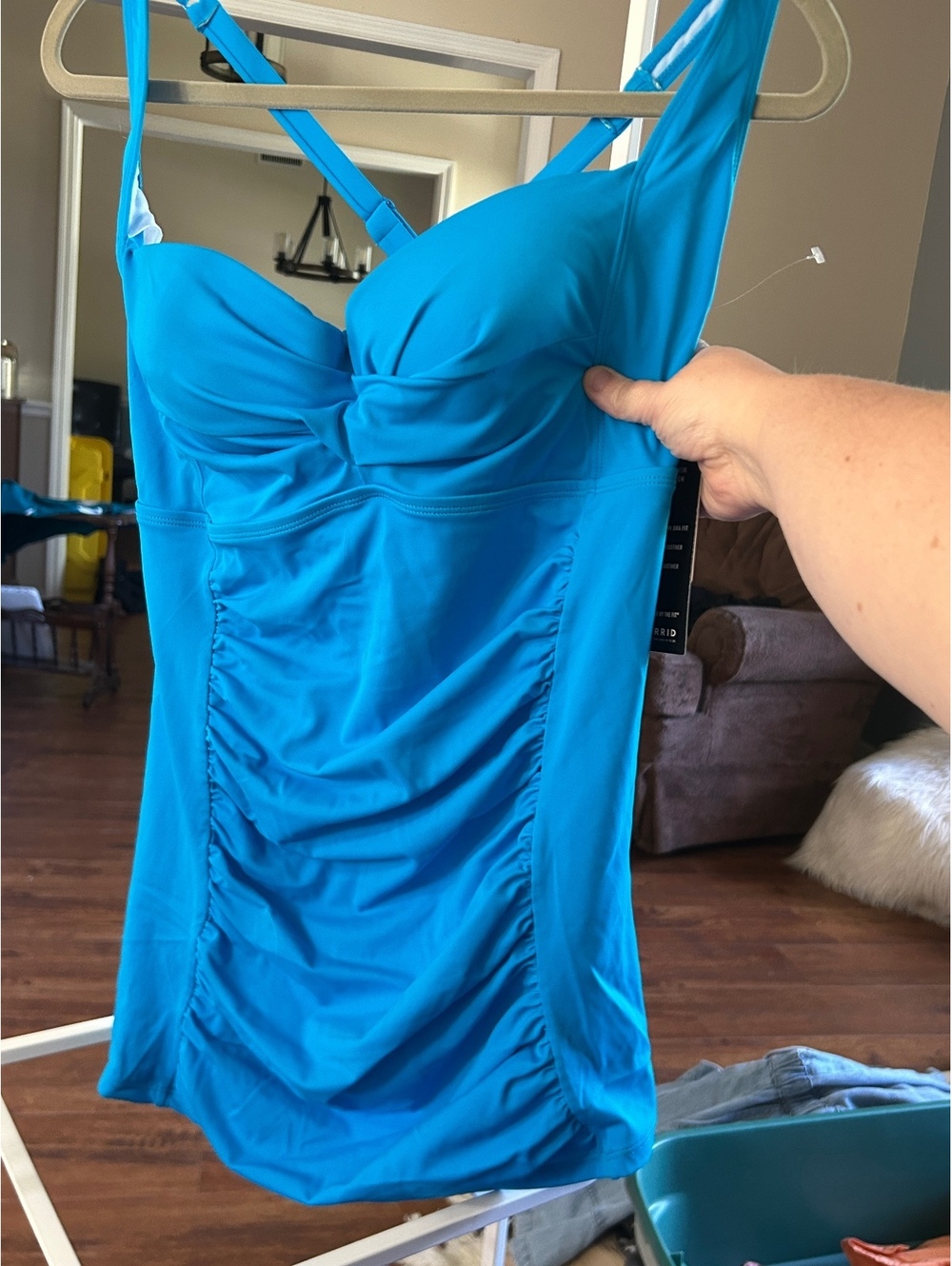 Torrid Blue Twist Front Tankini Top Size 1X NWT